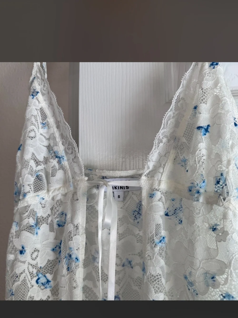 Frankie’s bikinis Lucinda lace midi slip + shorts cover up set